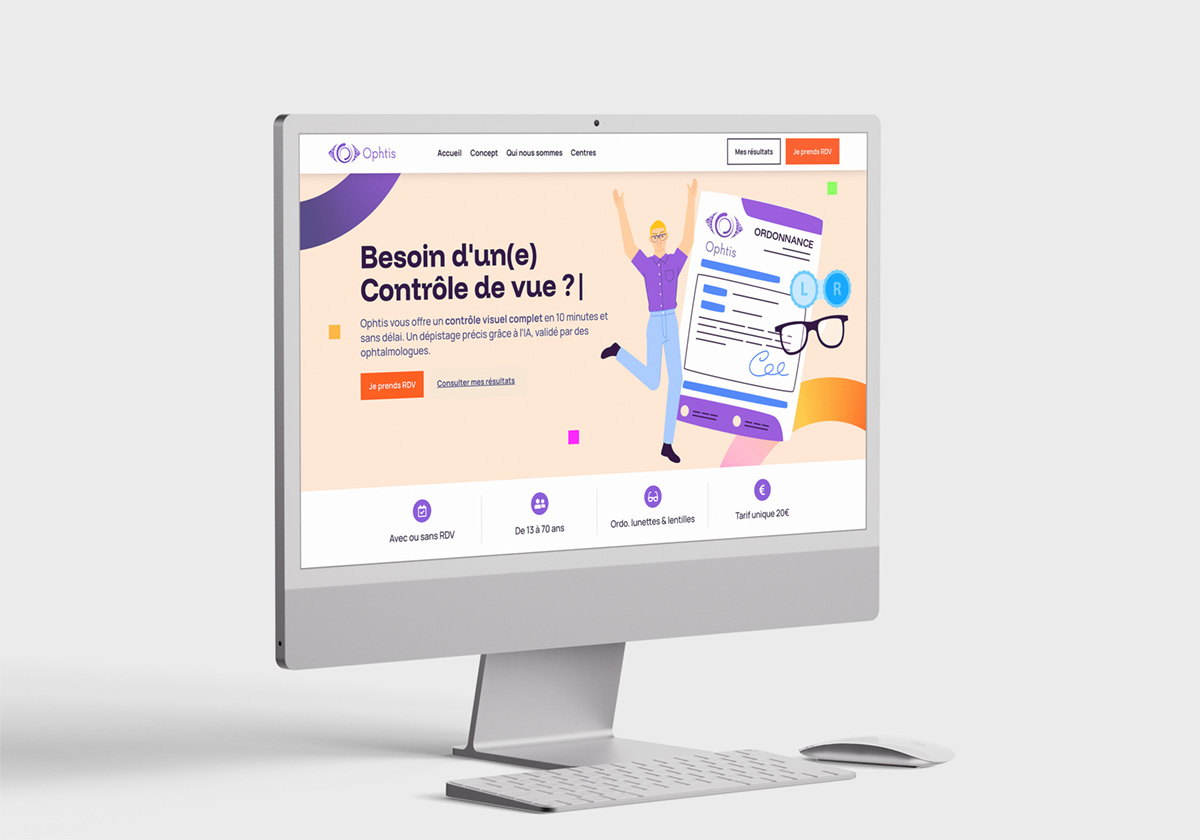 Site médical et publicité digitale pour Ophtis – Communication digitale à Quimper